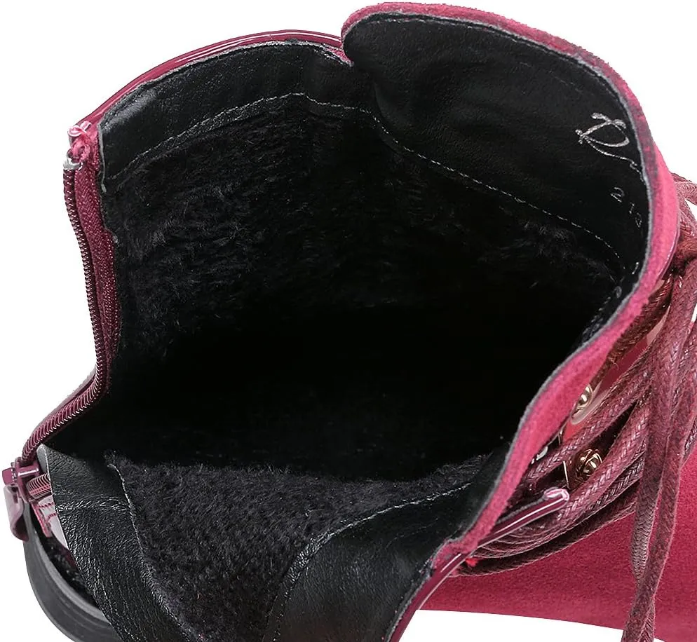ANUFER Women Punk Metal Style Cap Toe Chunky Heel Zip Ankle Boots