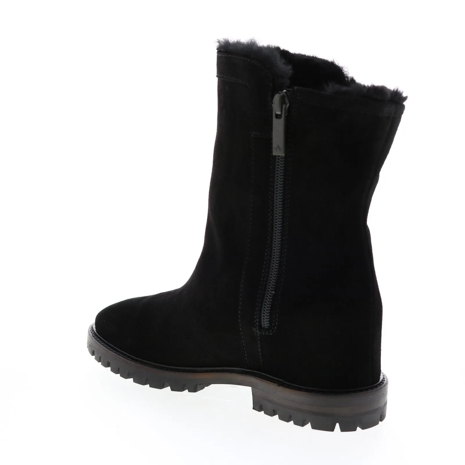 Aquatalia Cate Suede Faux Fur 34L2889-BBK Womens Black Suede Zipper Casual Dress Boots