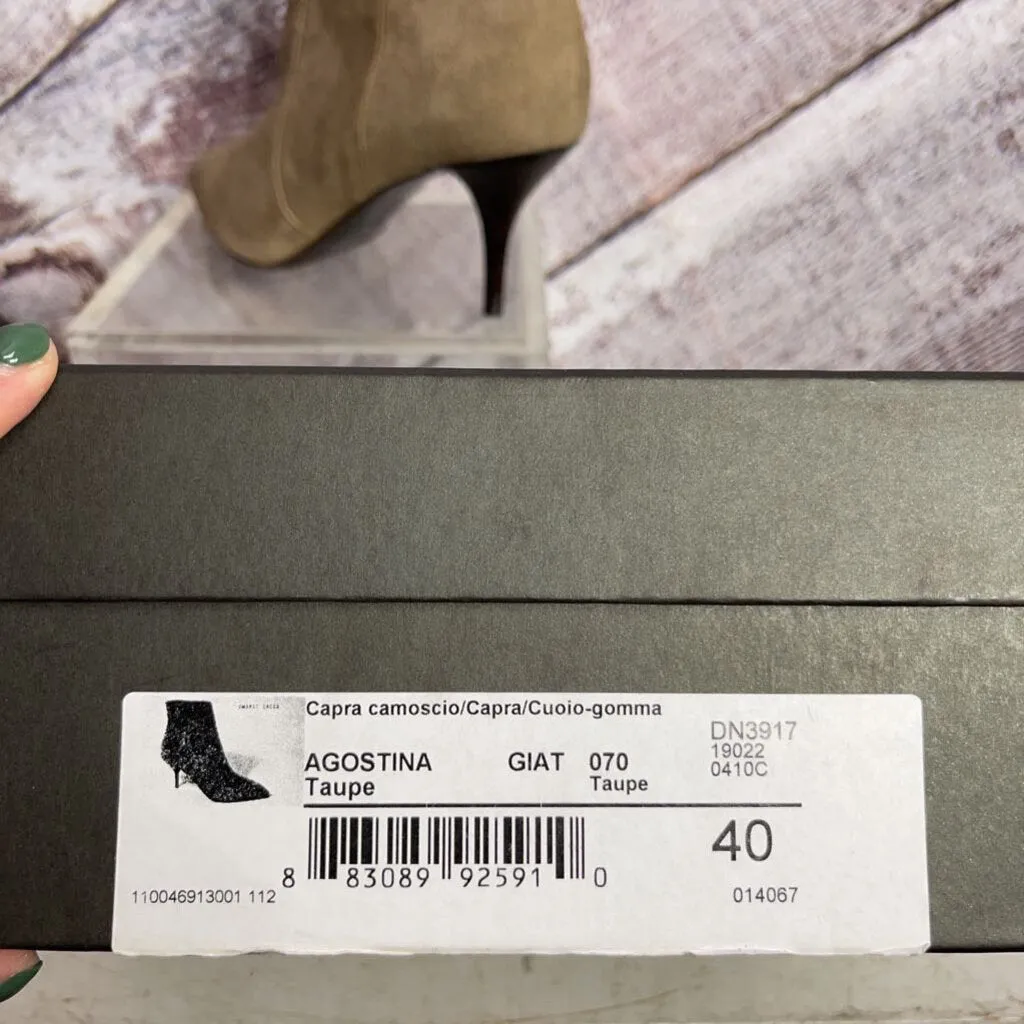 BRUNOMAGLI TAUPE SUEDE ANKLE BOOTIES SIZE 40/10 NWB TCC