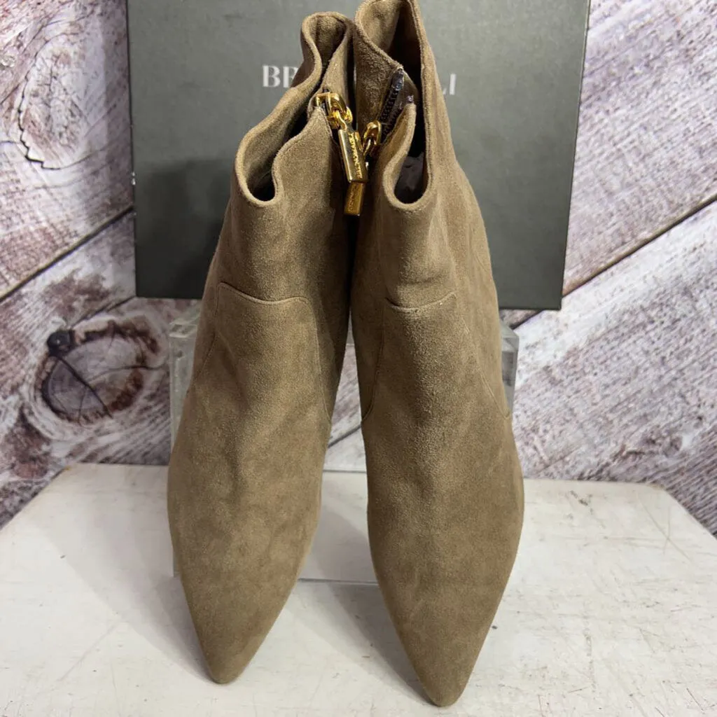 BRUNOMAGLI TAUPE SUEDE ANKLE BOOTIES SIZE 40/10 NWB TCC