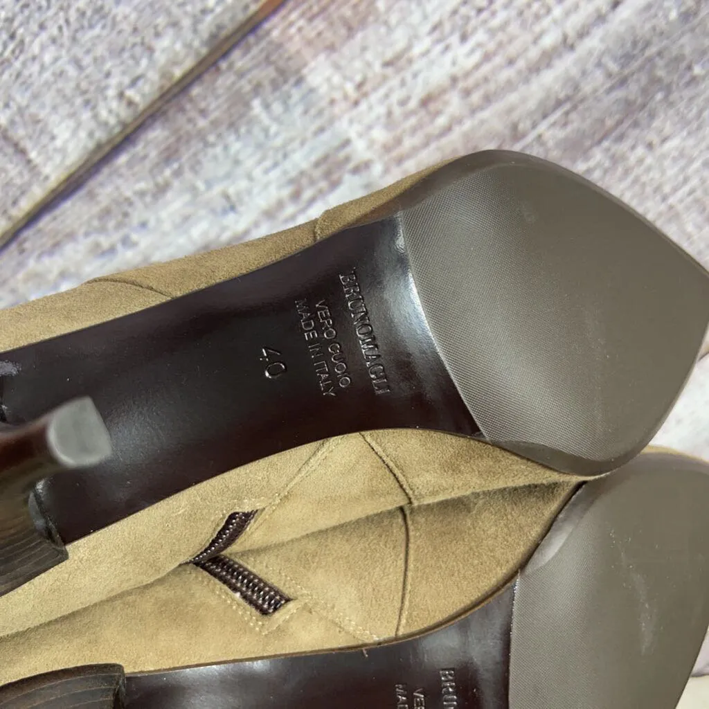 BRUNOMAGLI TAUPE SUEDE ANKLE BOOTIES SIZE 40/10 NWB TCC