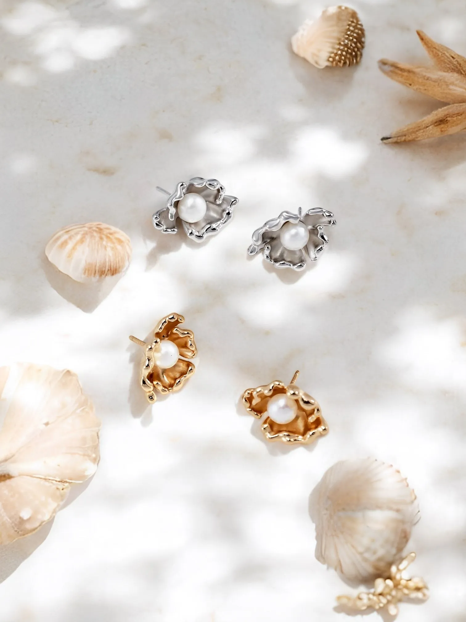 Carlotta  - Wave Design Pearl Earrings