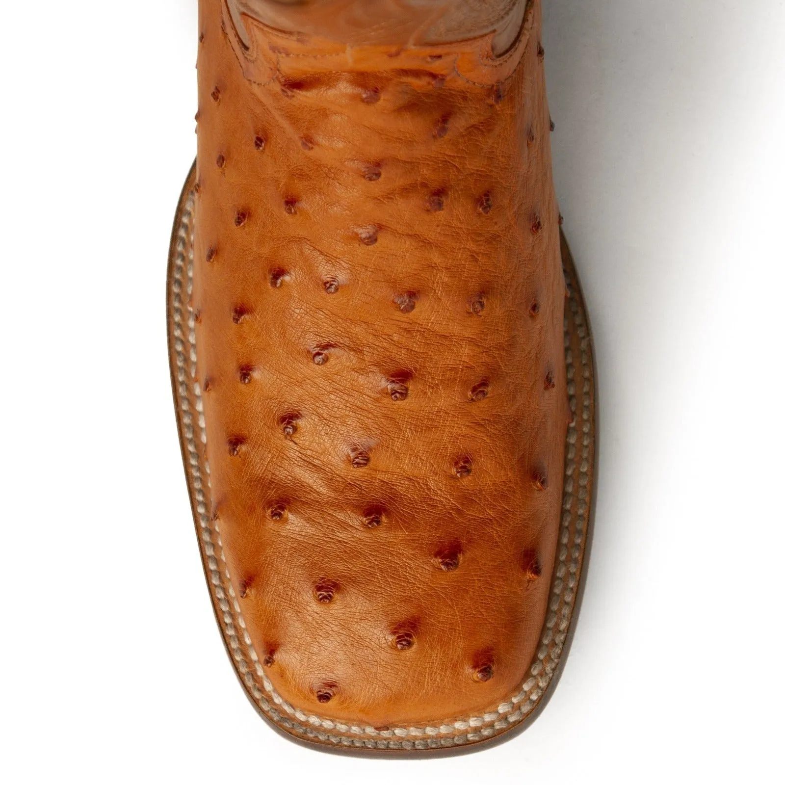 Ferrini Men's Colt Full Quill Cognac Ostrich Square Toe Boots 10193-02