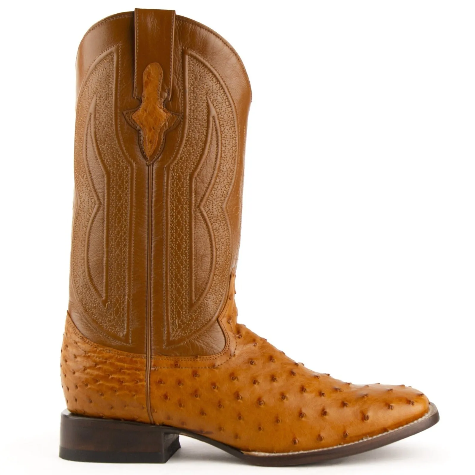 Ferrini Men's Colt Full Quill Cognac Ostrich Square Toe Boots 10193-02