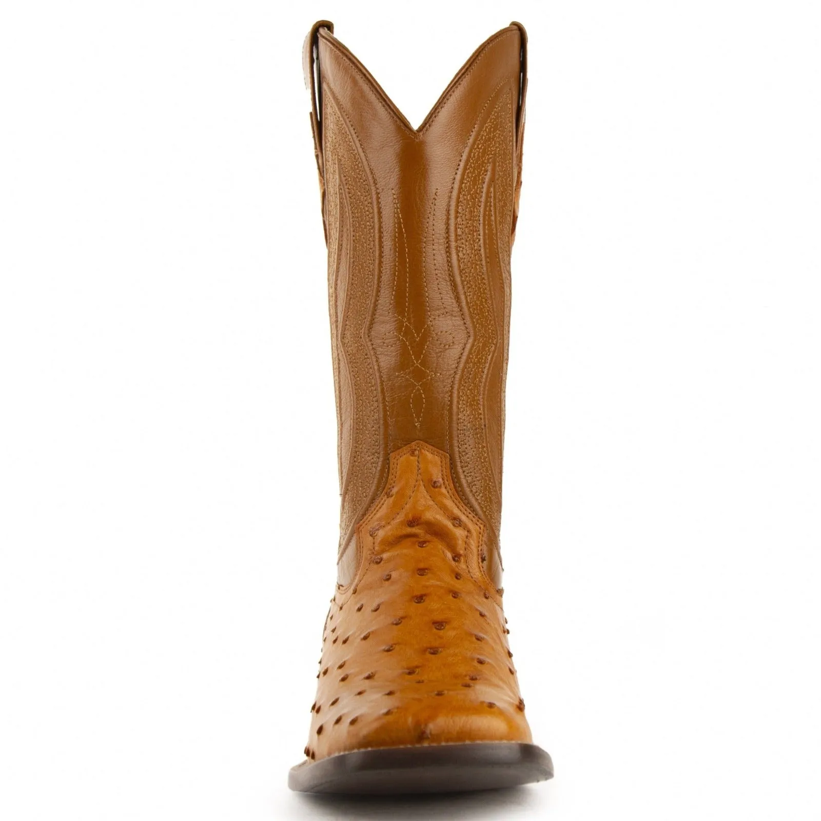 Ferrini Men's Colt Full Quill Cognac Ostrich Square Toe Boots 10193-02