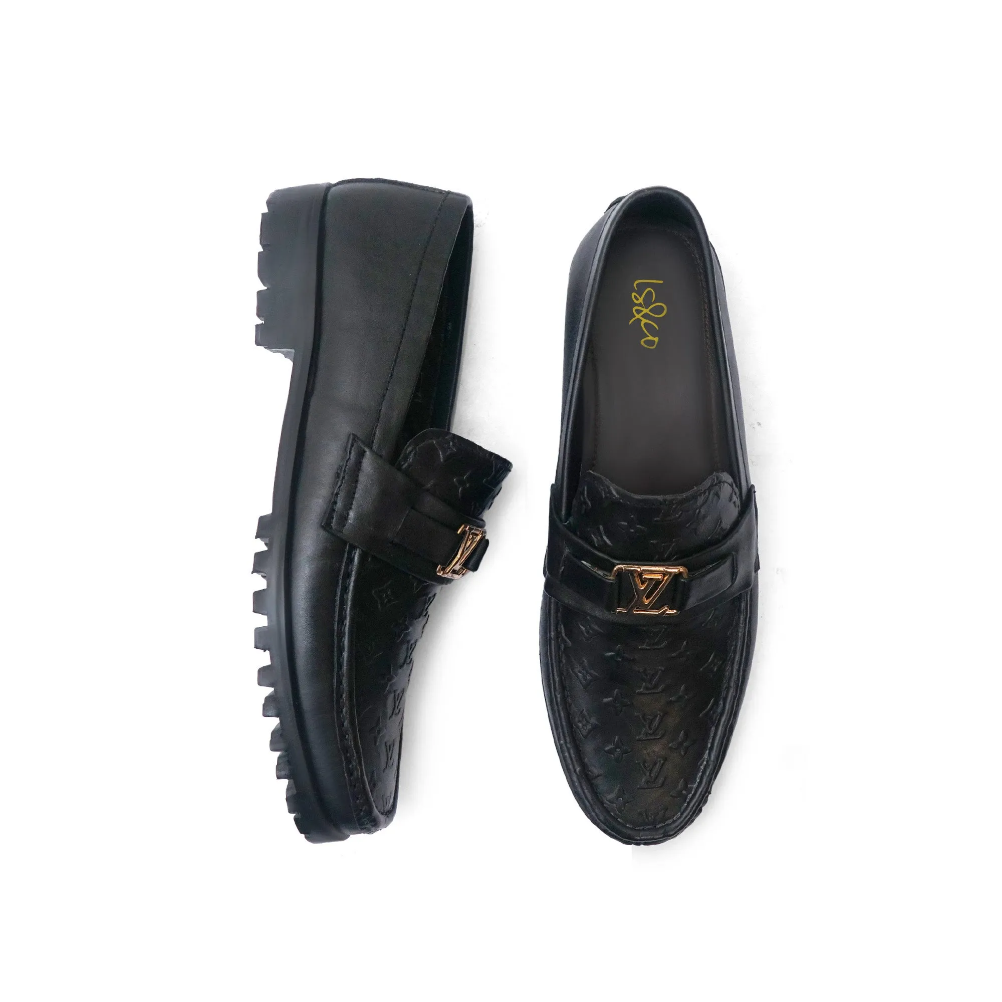 LS Pure Leather Textured Chunky Loafers LS-860