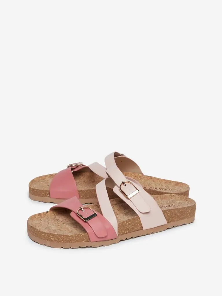 LUNA BLU Pink Buckle Design Sandals