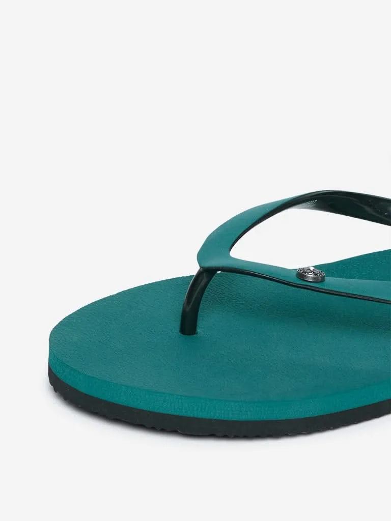 Luna Blu Teal Self-Textured Flip-Flops