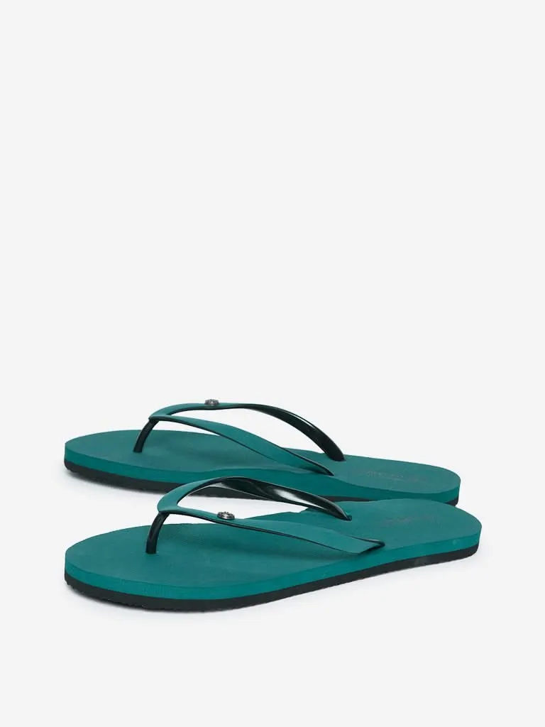 Luna Blu Teal Self-Textured Flip-Flops