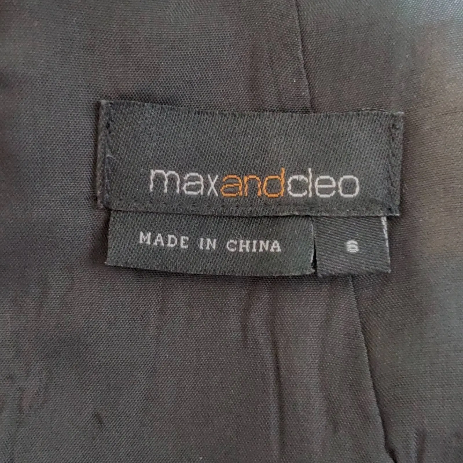 MAX AND CLEO Little Black Cocktail Dress Pleated Textured Pockets size 6