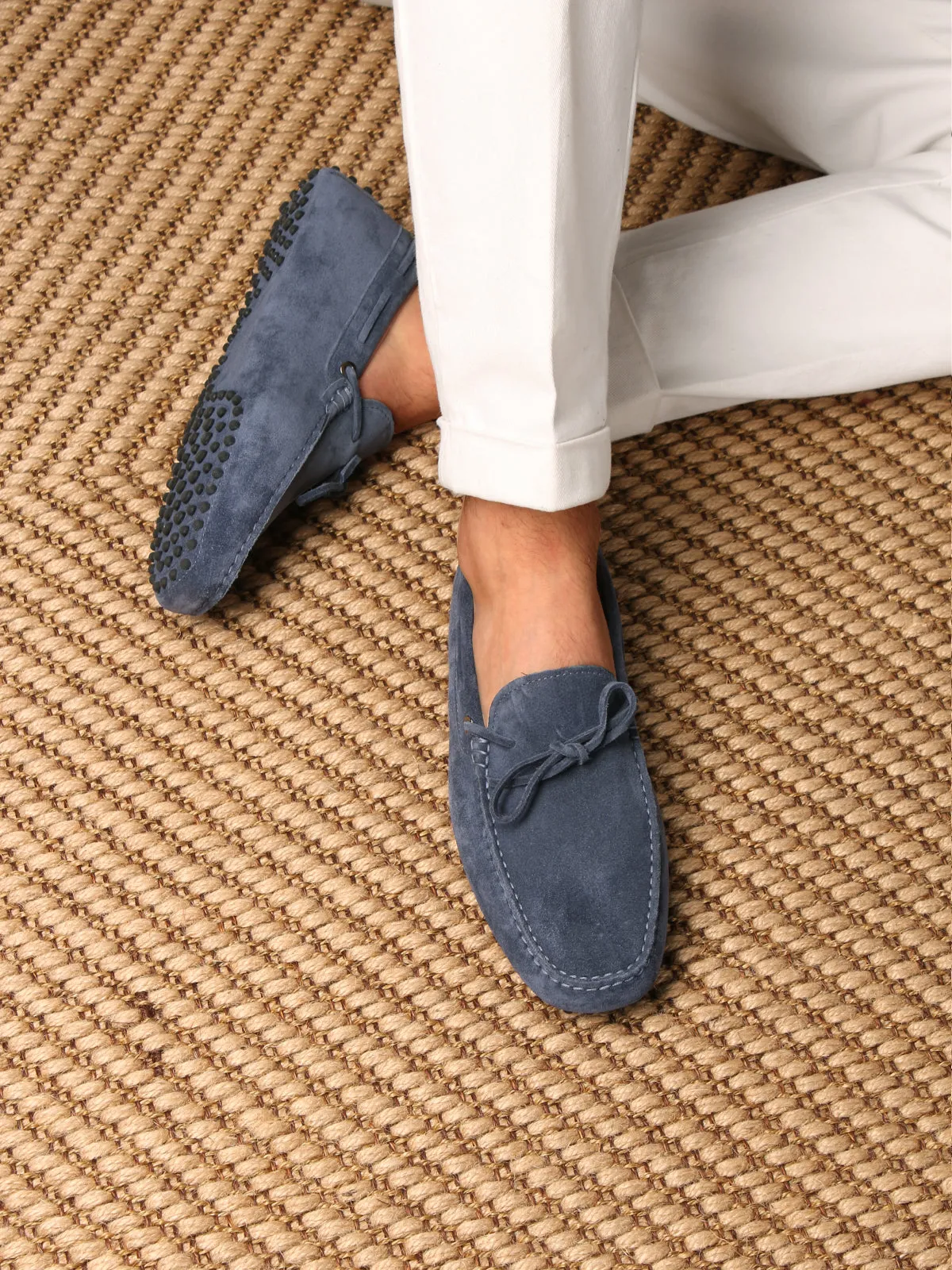 Steel Blue Suede Driving Shoes