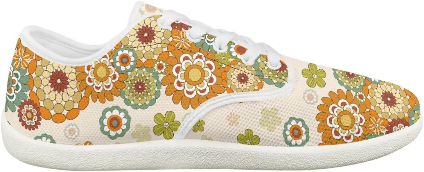 UNICEU Floral Casual Sneakers for Women Wide Toe Box Barefoot Shoes Zero Drop Breathable Running Travel Footwear