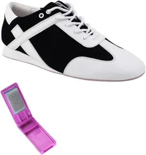 Very Fine Dance Shoes - Mens Latin, Rhythm Ballroom Dance Shoes - SERO106BBX - Flat Heel and Foldable Brush Bundle - Jackson - 11.5