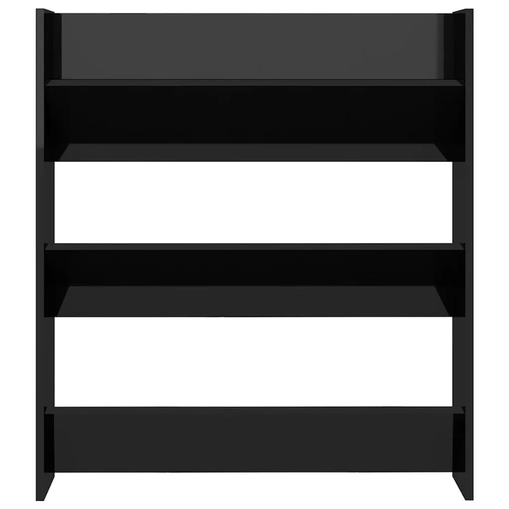Wall Shoe Cabinet High Gloss Black 80x18x90 cm Chipboard