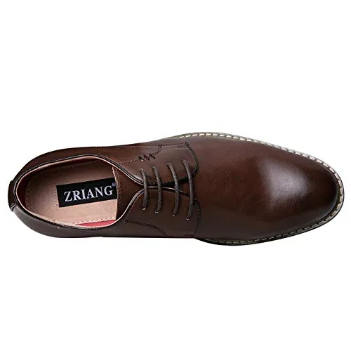 ZRIANG Mens Classic Dress Shoes Leather Lined Formal Oxfords (10.5 M US, Brown10)